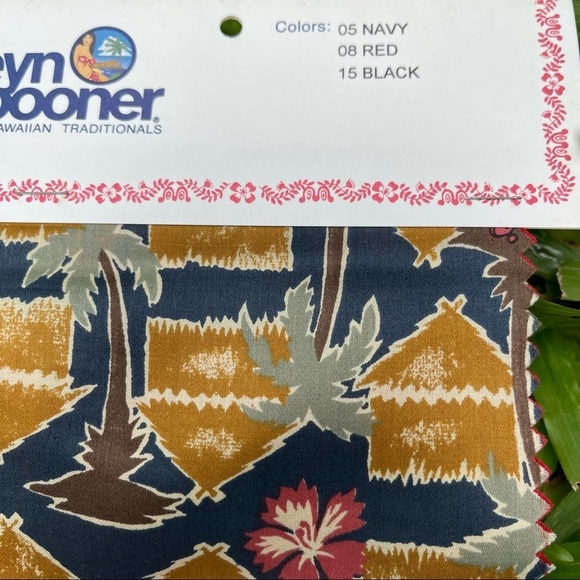 Vintage Reyn Spooner Grass Shacks Hawaiian 3 Fabric Swatch Sample Craft Sewing - Picture 8 of 8